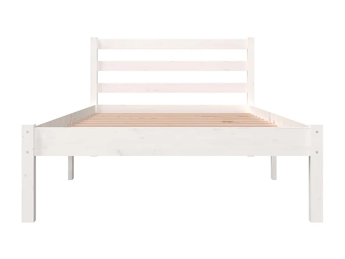 Lit Bois de pin massif 90x190 Blanc simple