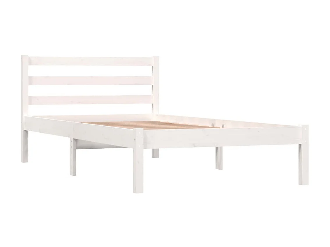 Lit Bois de pin massif 90x190 Blanc simple