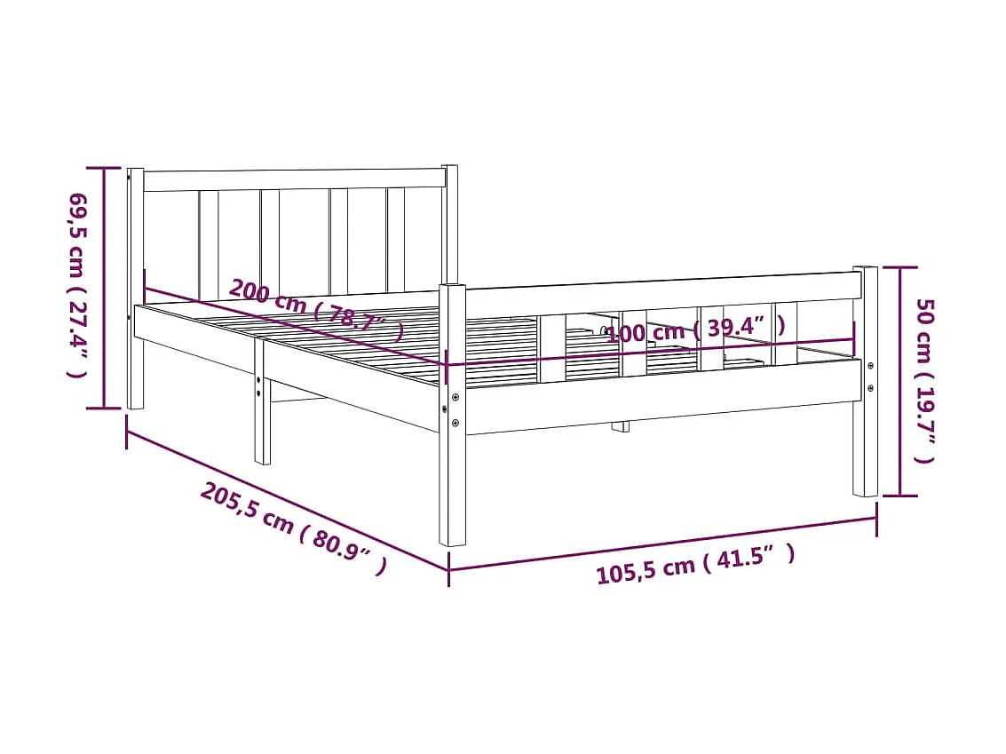 Lit Bois massif 100x200