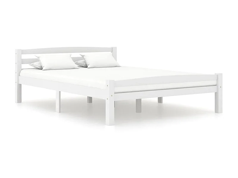 Lit Blanc Bois de pin massif 140x200 3