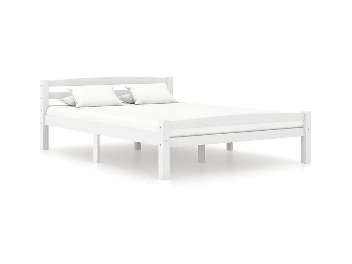 Lit Blanc Bois de pin massif 140x200 3