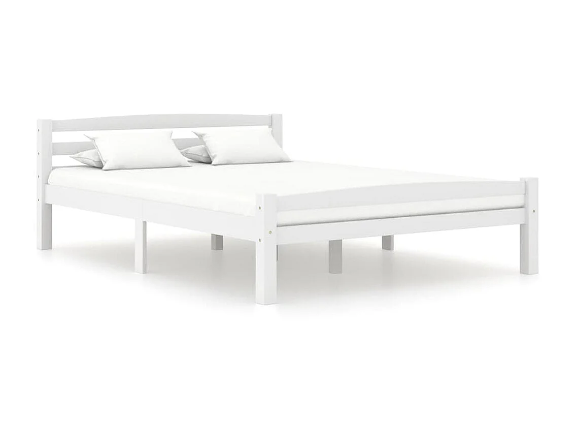 Lit Blanc Bois de pin massif 140x200 3