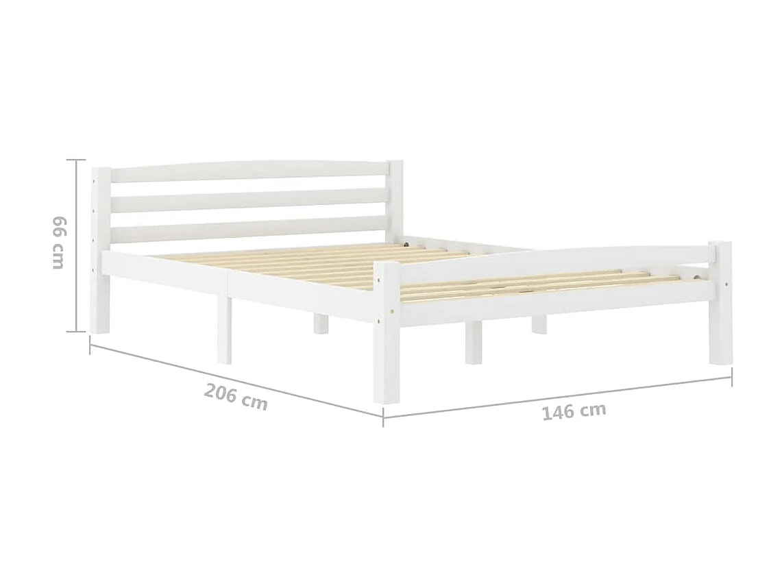 Lit Blanc Bois de pin massif 140x200 3