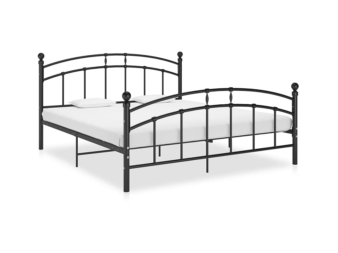 Lit noir Métal 160x200 tête de lit arrondie Ronda