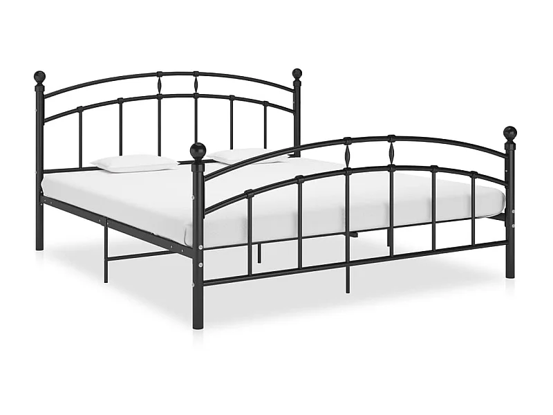 Lit noir Métal 160x200 tête de lit arrondie Ronda