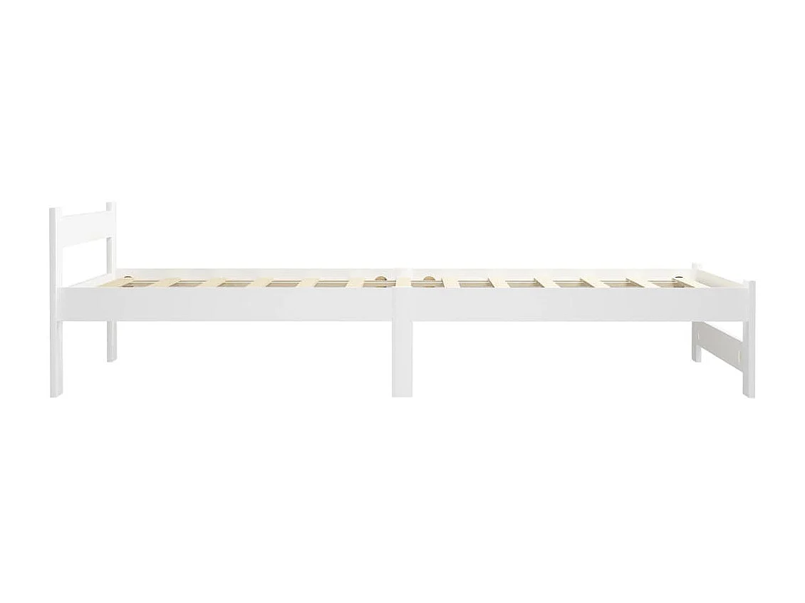 Lit Blanc Bois de pin massif 100x200 10