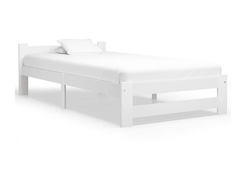 Lit Blanc Bois de pin massif 100x200 10