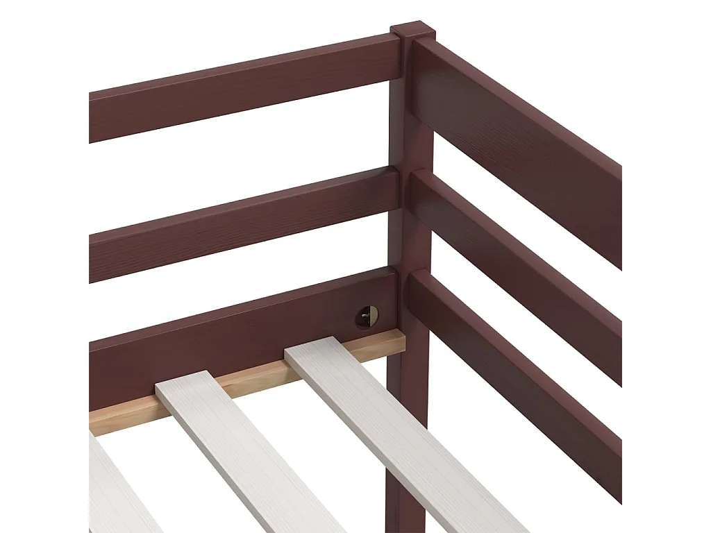 Lit avec tiroirs et armoire Marron foncé Pin 90x200