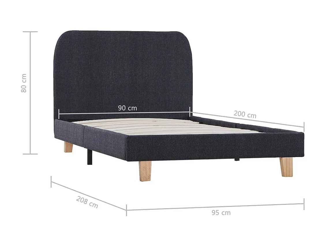 Lit Gris foncé Tissu 90x200