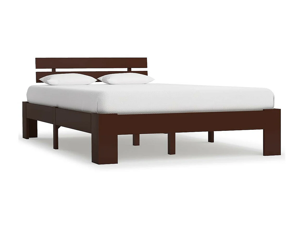 Estructura de cama madera maciza pino marrón oscuro 140x200 cm