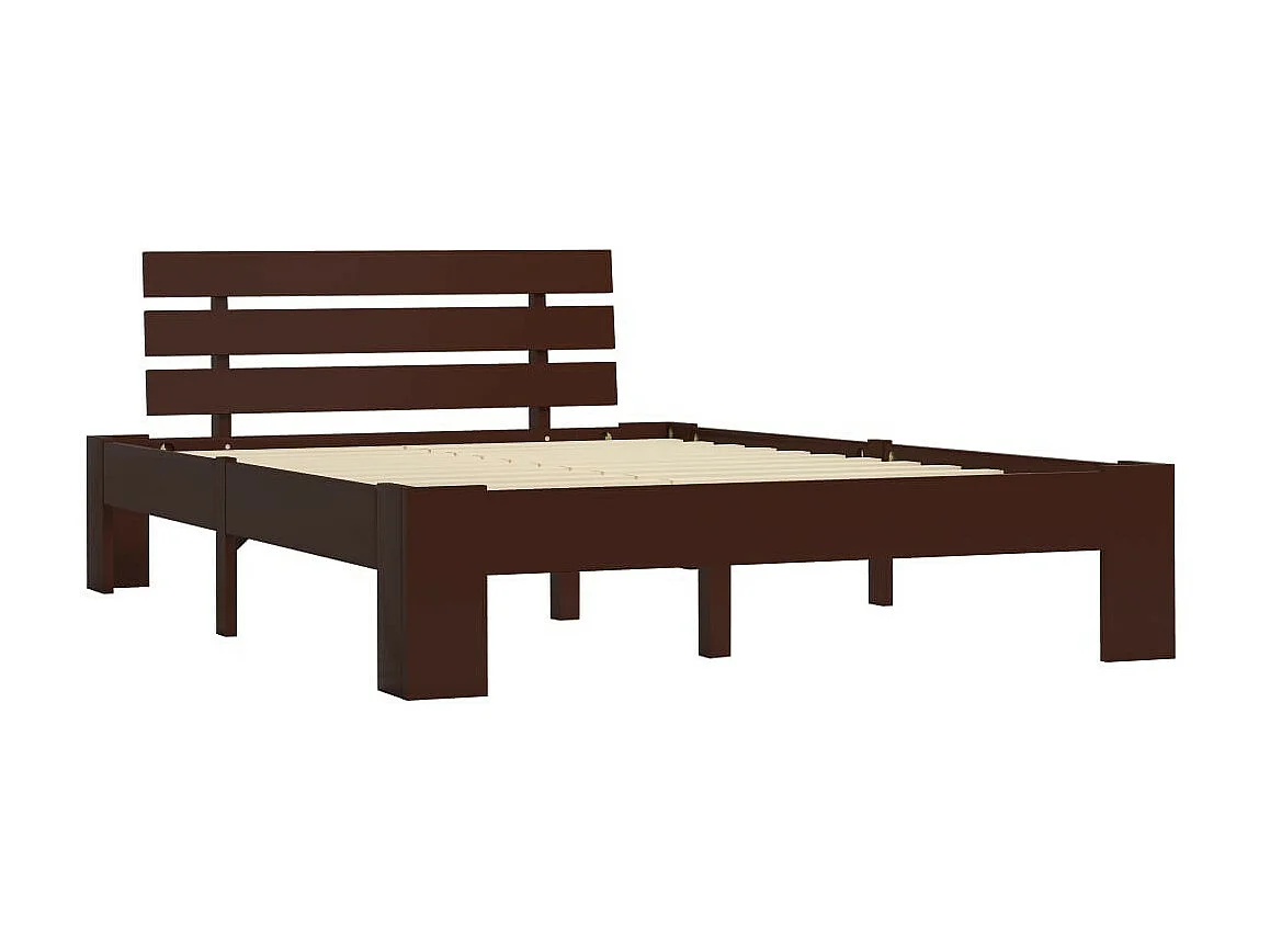 Estructura de cama madera maciza pino marrón oscuro 140x200 cm