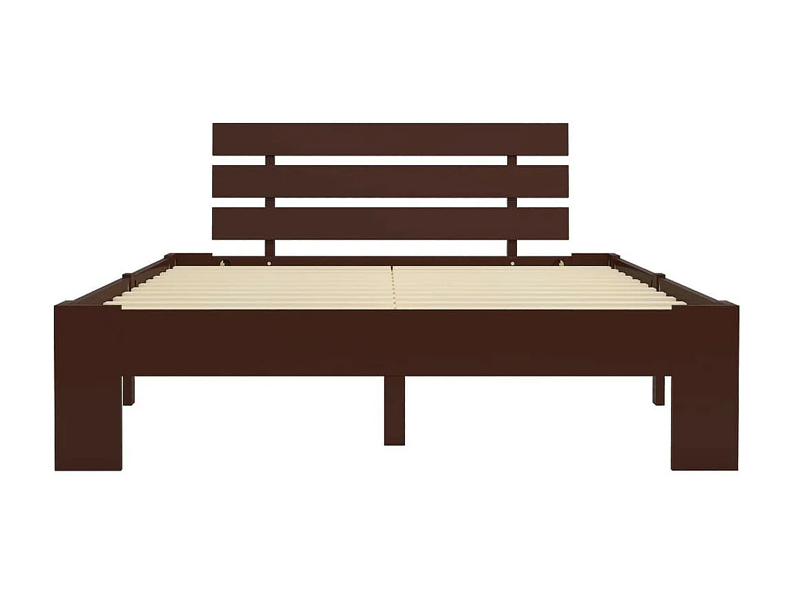 Estructura de cama madera maciza pino marrón oscuro 140x200 cm