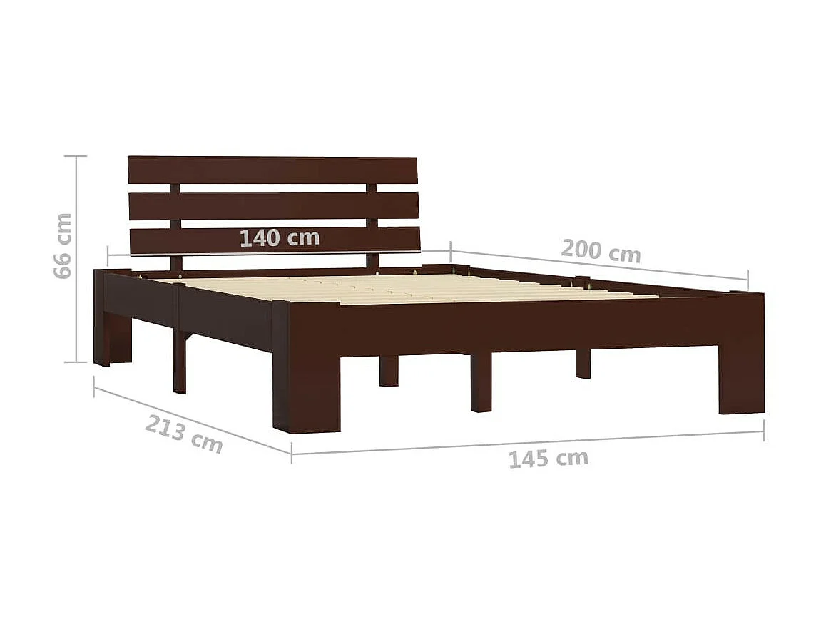 Estructura de cama madera maciza pino marrón oscuro 140x200 cm