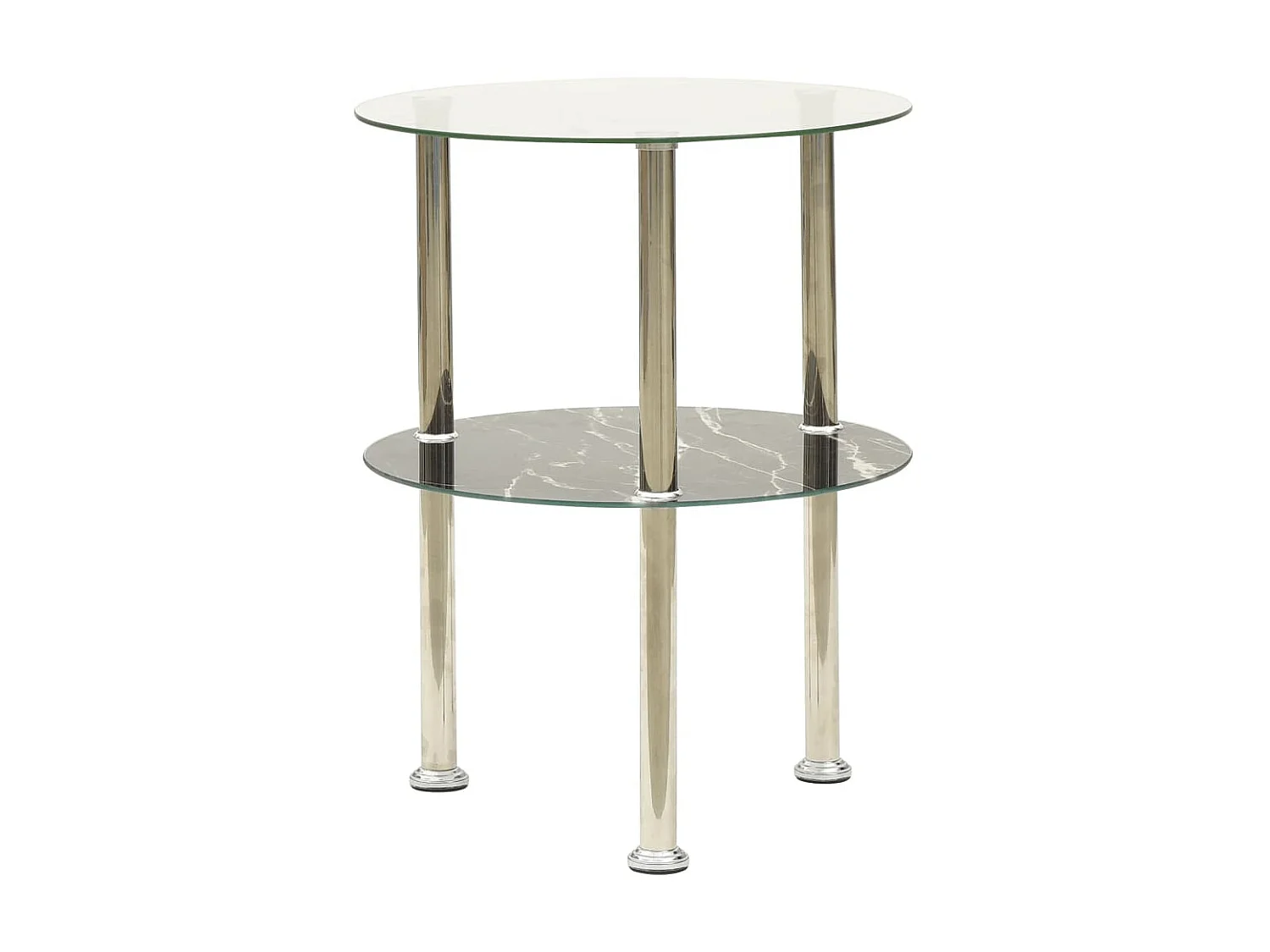Table d'appoint à 2 niveaux Transparent-noir 38cm Verre trempé