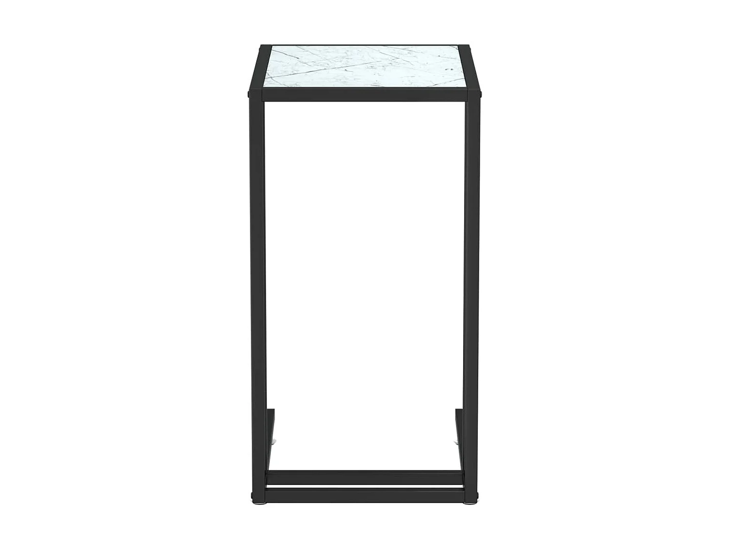 Table d'appoint ordinateur Marbre blanc 50x35x65 Verre trempé