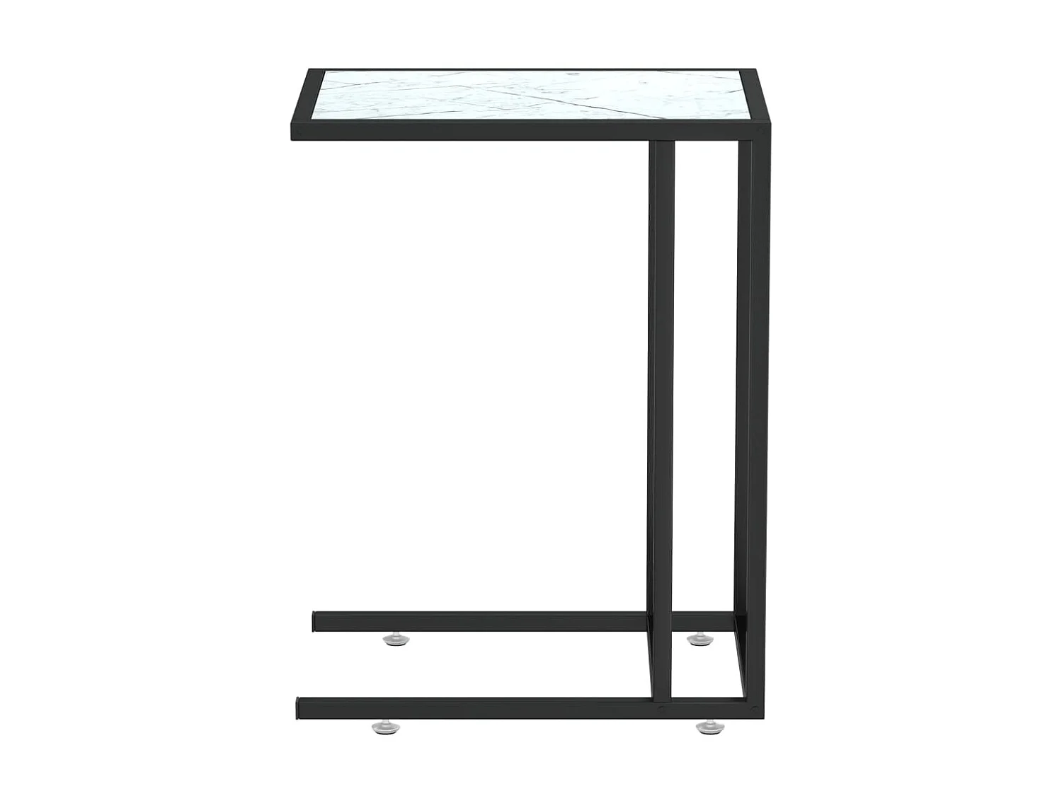 Table d'appoint ordinateur Marbre blanc 50x35x65 Verre trempé