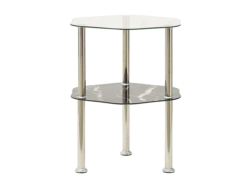 Table d'appoint Transparent et noir 38x38x50 Verre trempé 4