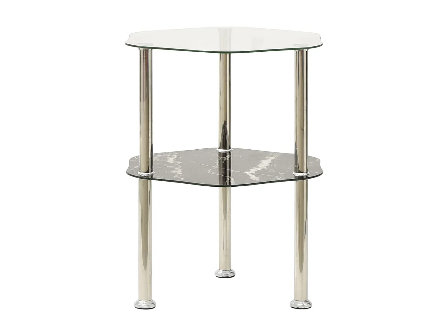 Table d'appoint Transparent et noir 38x38x50 Verre trempé 4