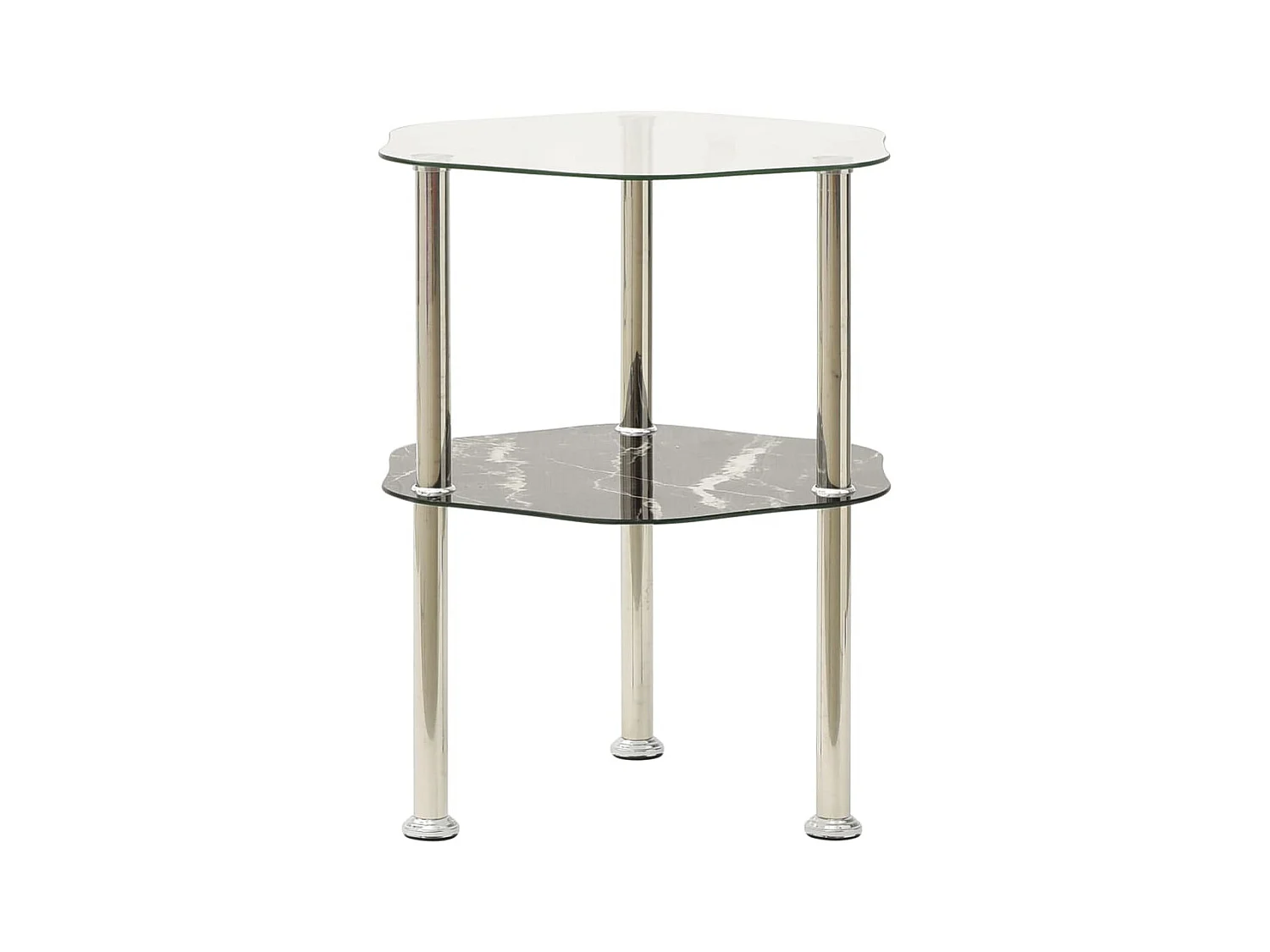 Table d'appoint Transparent et noir 38x38x50 Verre trempé 4