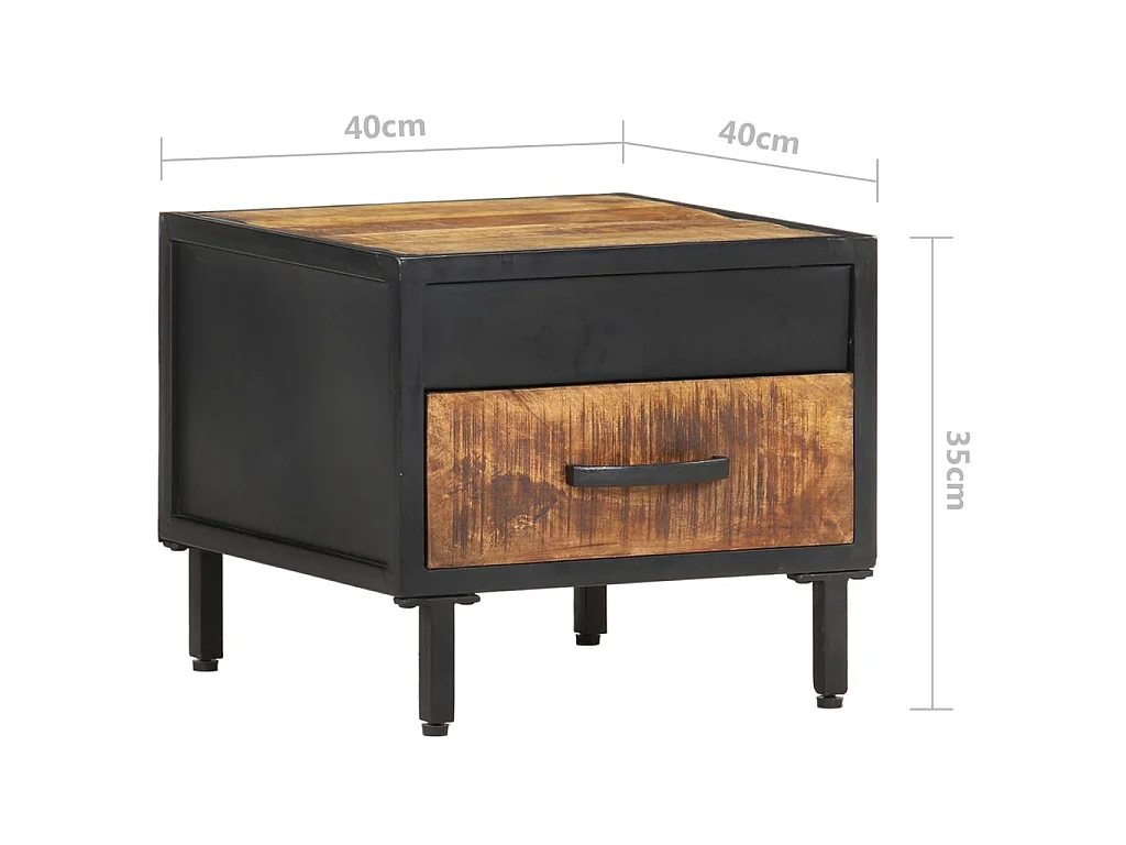Table de chevet 40x40x35 Bois de manguier brut