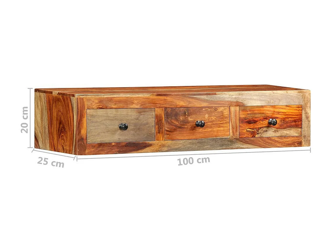 Table console murale 100x25x20 Bois de Sesham massif