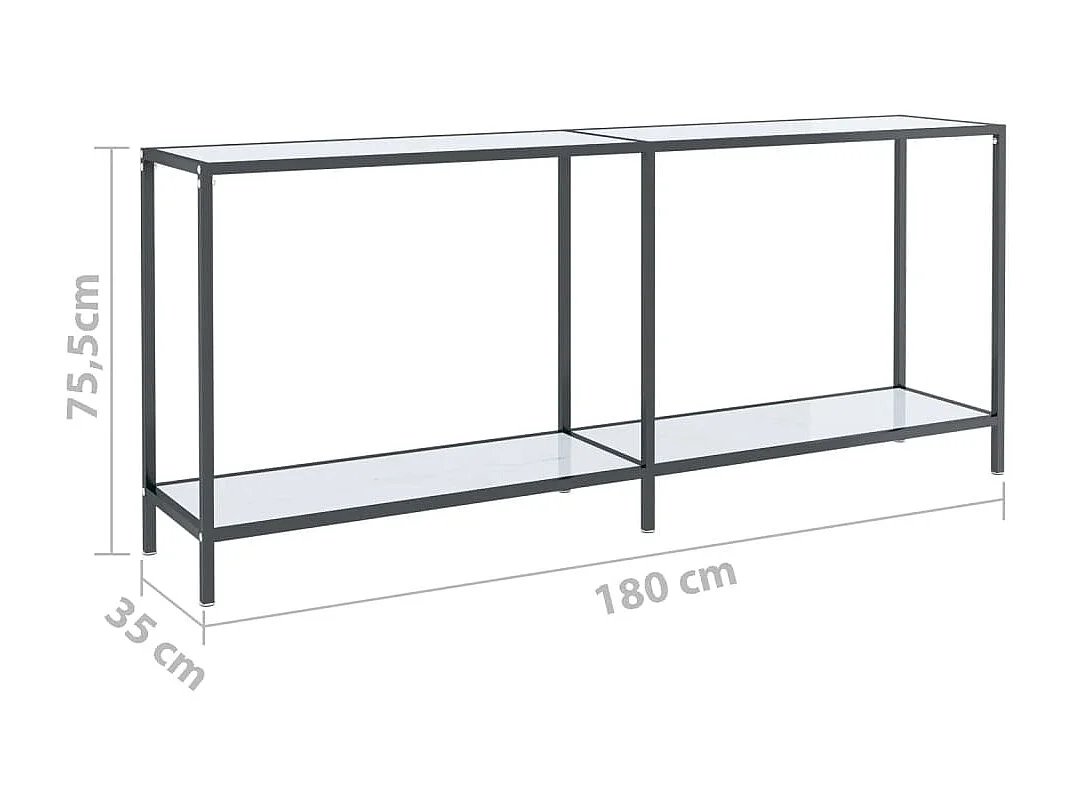 Table console Blanc 180x35x75,5 Verre trempé