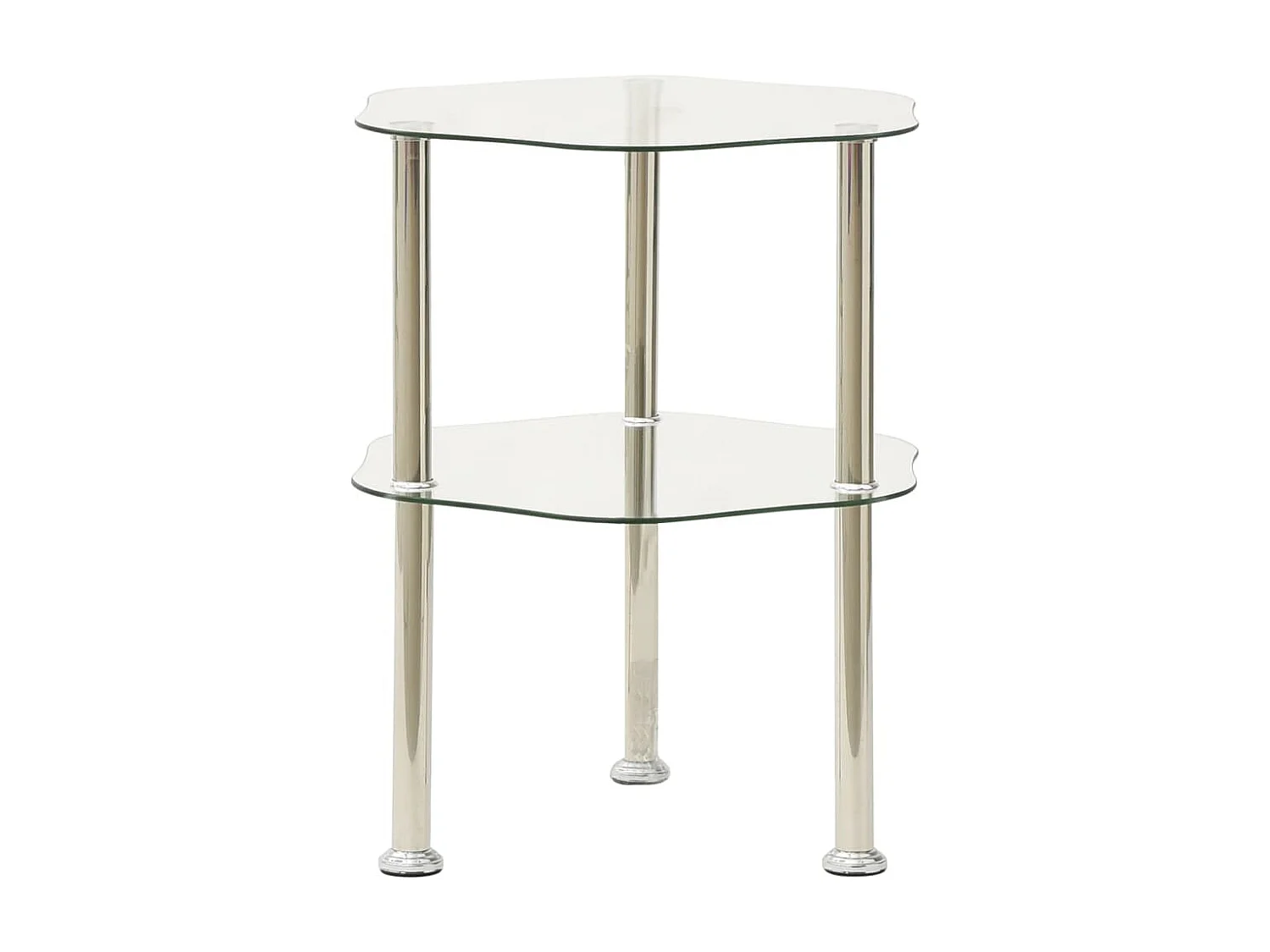 Table d'appoint à 2 niveaux Transparent 38x38x50 Verre trempé 3