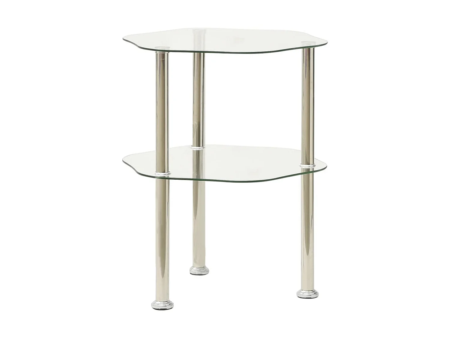 Table d'appoint à 2 niveaux Transparent 38x38x50 Verre trempé 3
