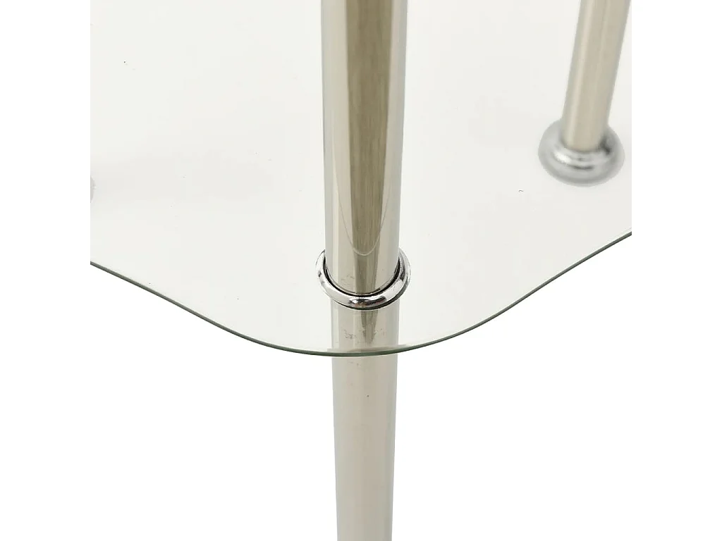 Table d'appoint à 2 niveaux Transparent 38x38x50 Verre trempé 3