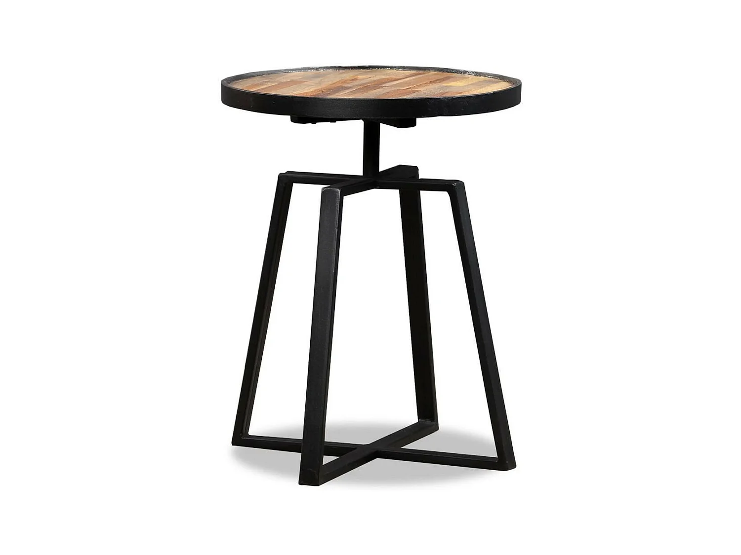 Table d'appoint ronde Teck massif de récupération
