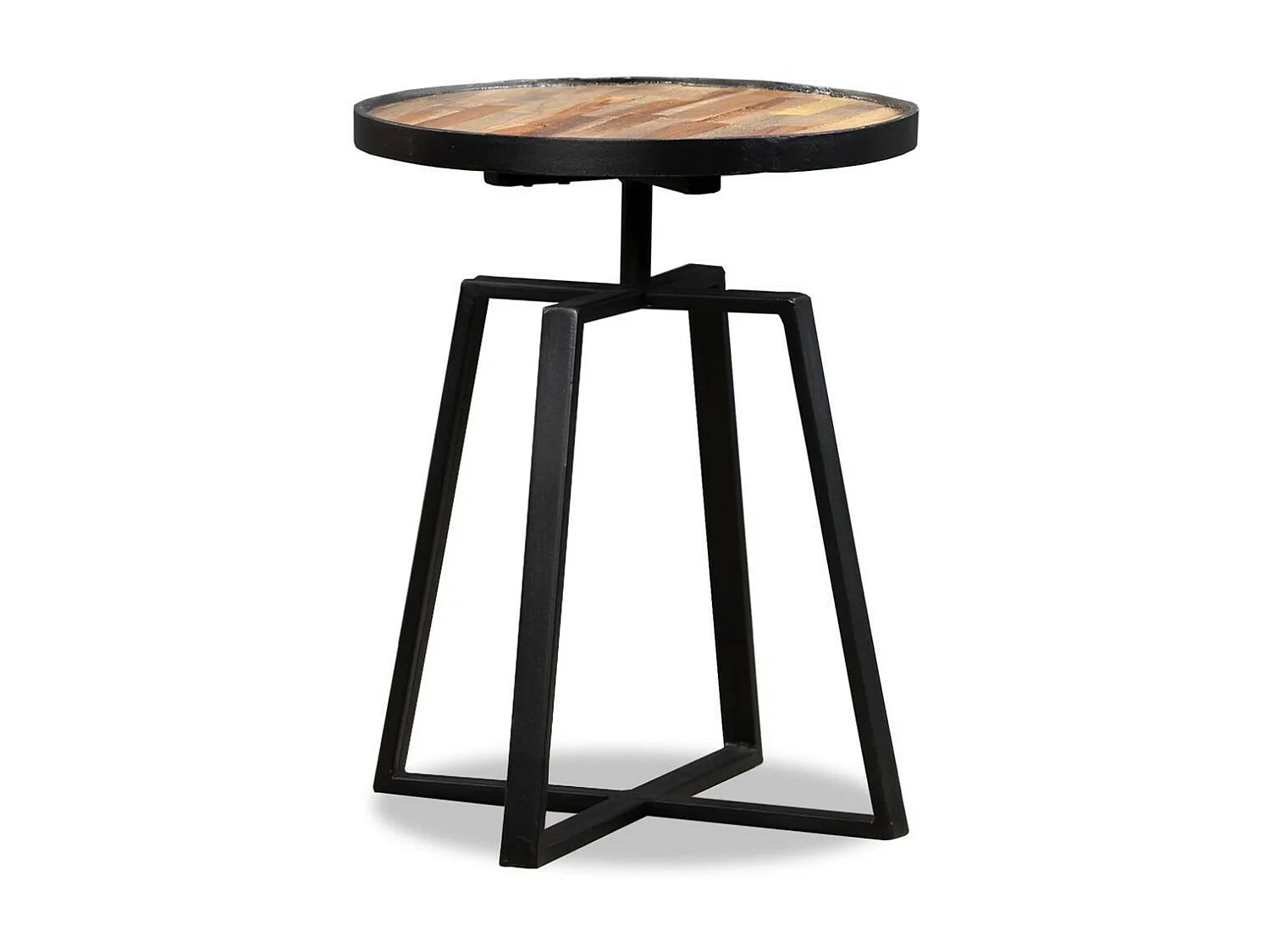 Table d'appoint ronde Teck massif de récupération