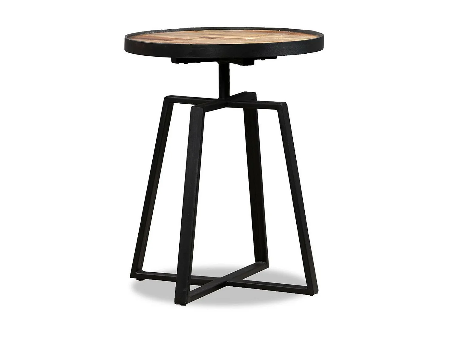 Table d'appoint ronde Teck massif de récupération