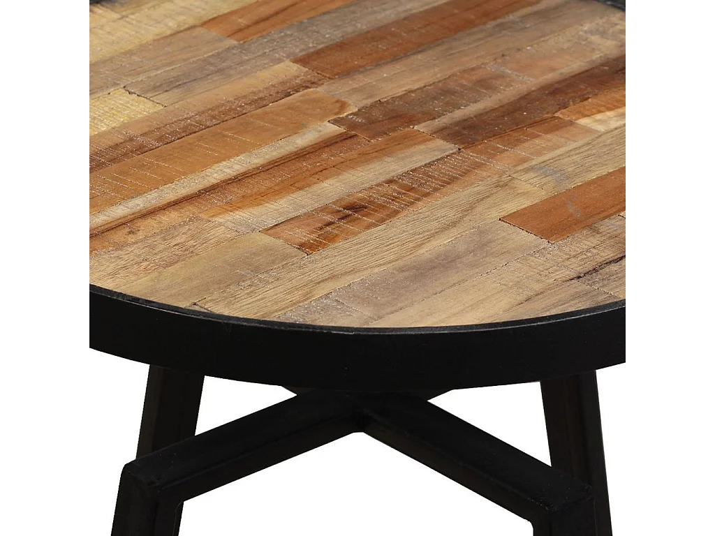 Table d'appoint ronde Teck massif de récupération