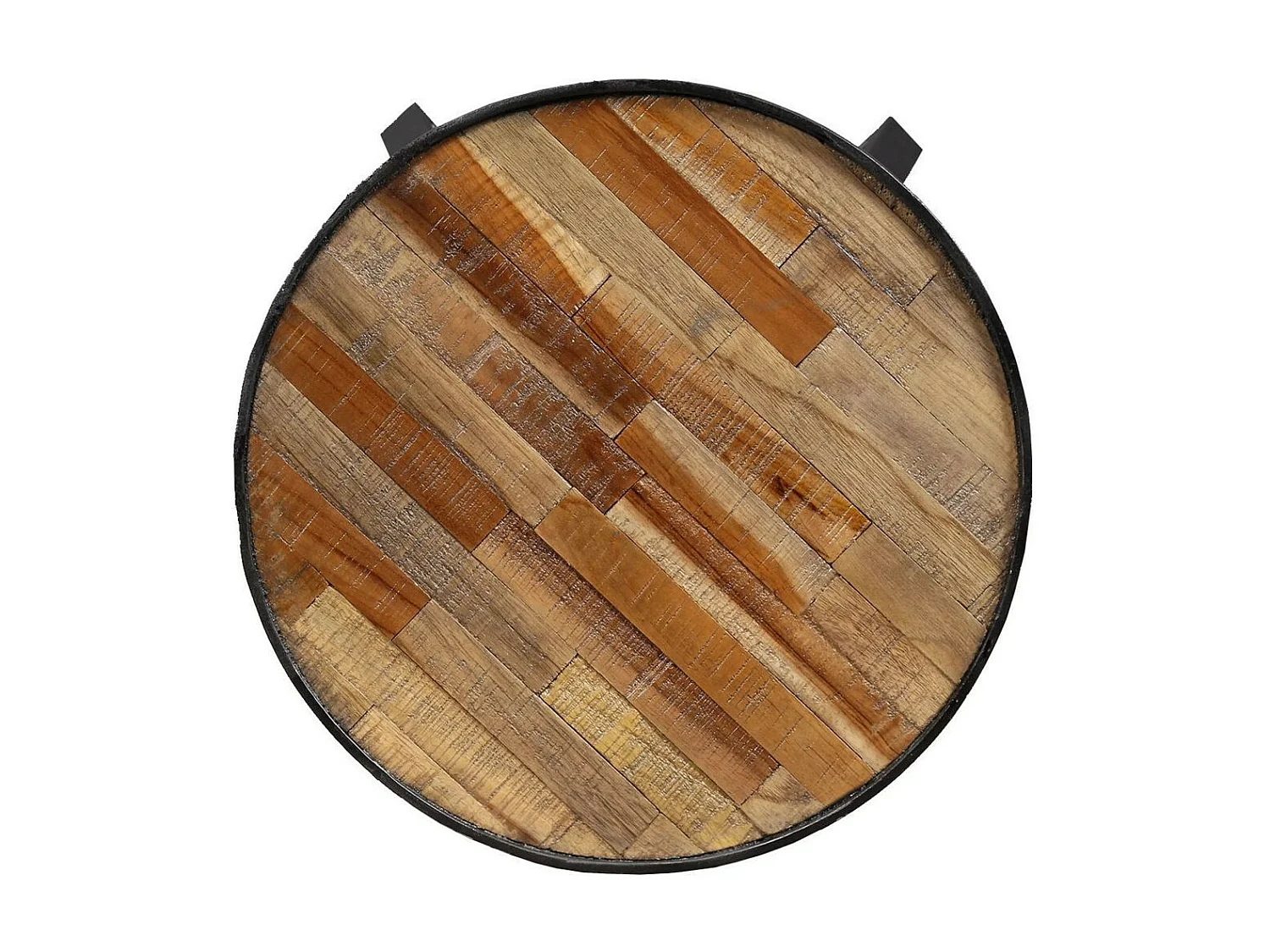 Table d'appoint ronde Teck massif de récupération