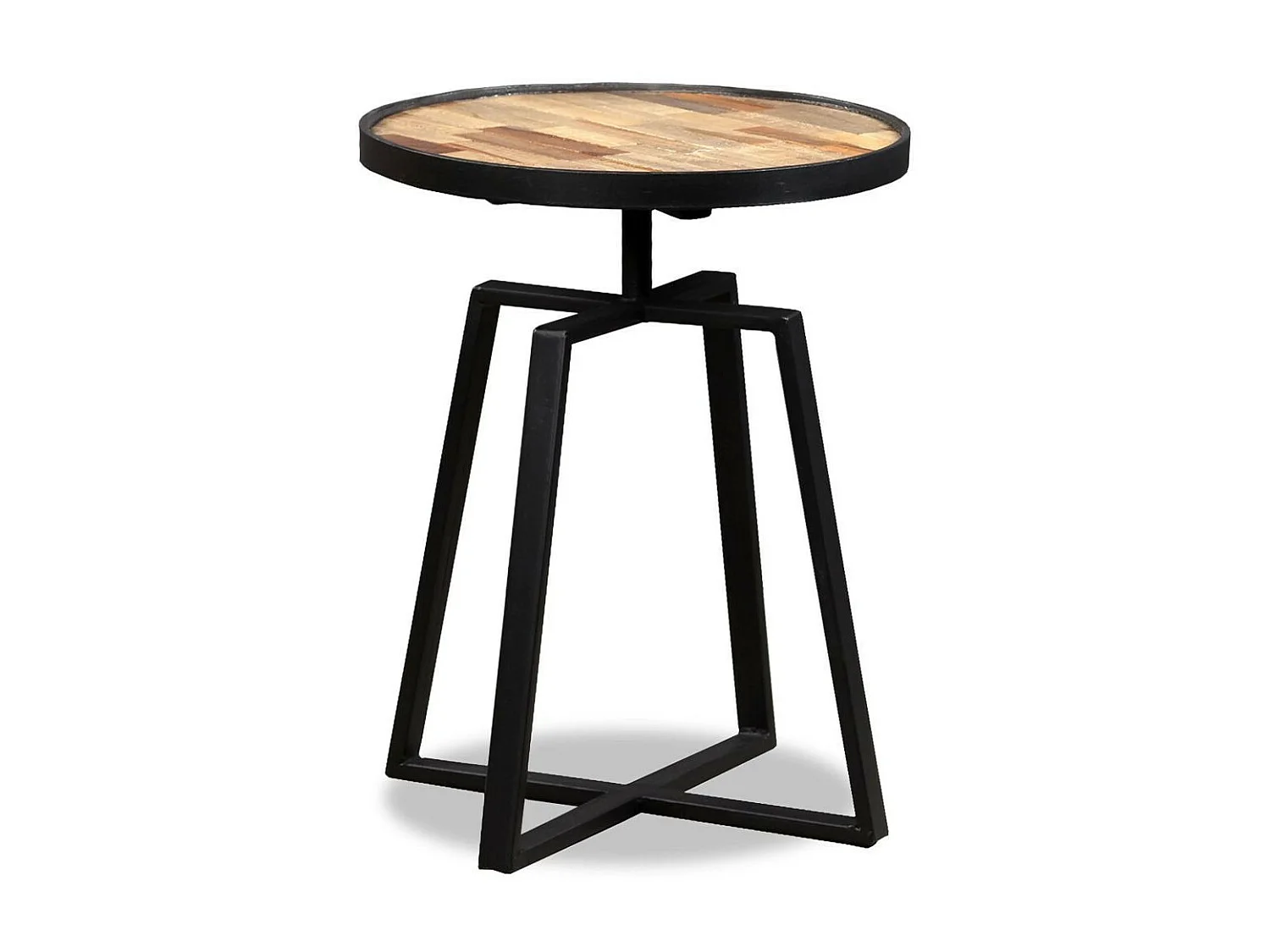 Table d'appoint ronde Teck massif de récupération