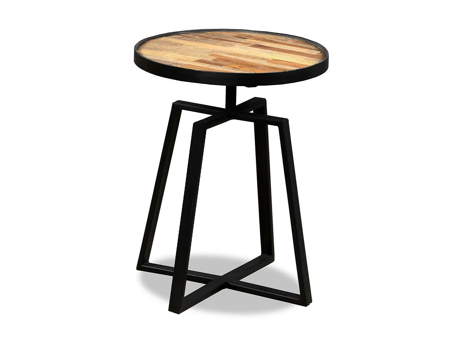 Table d'appoint ronde Teck massif de récupération