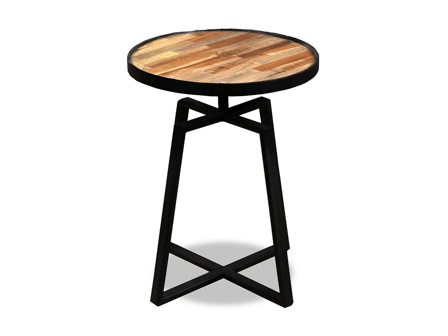 Table d'appoint ronde Teck massif de récupération