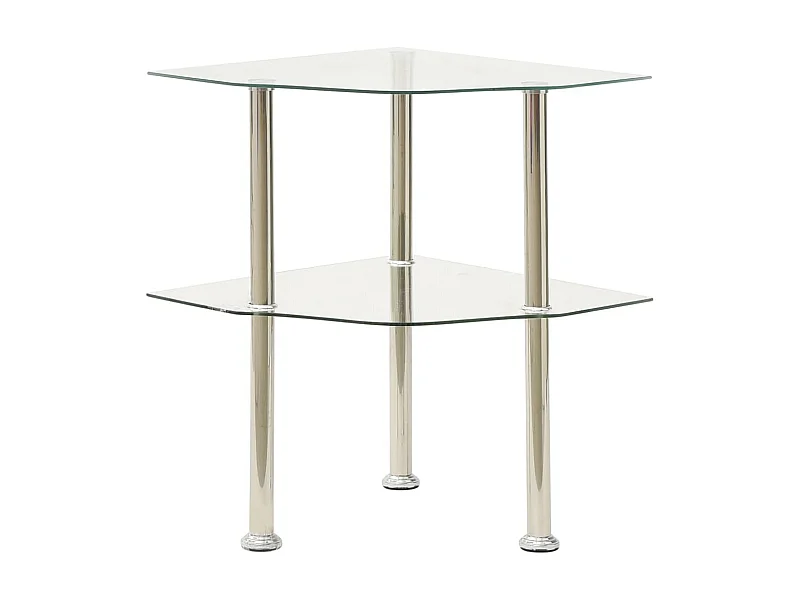 Table d'appoint à 2 niveaux Transparent 38x38x50 Verre trempé 2