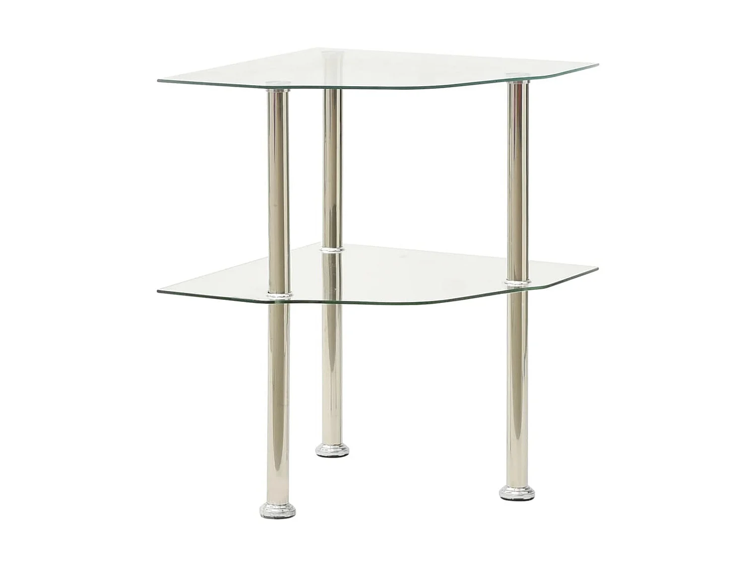 Table d'appoint à 2 niveaux Transparent 38x38x50 Verre trempé 2