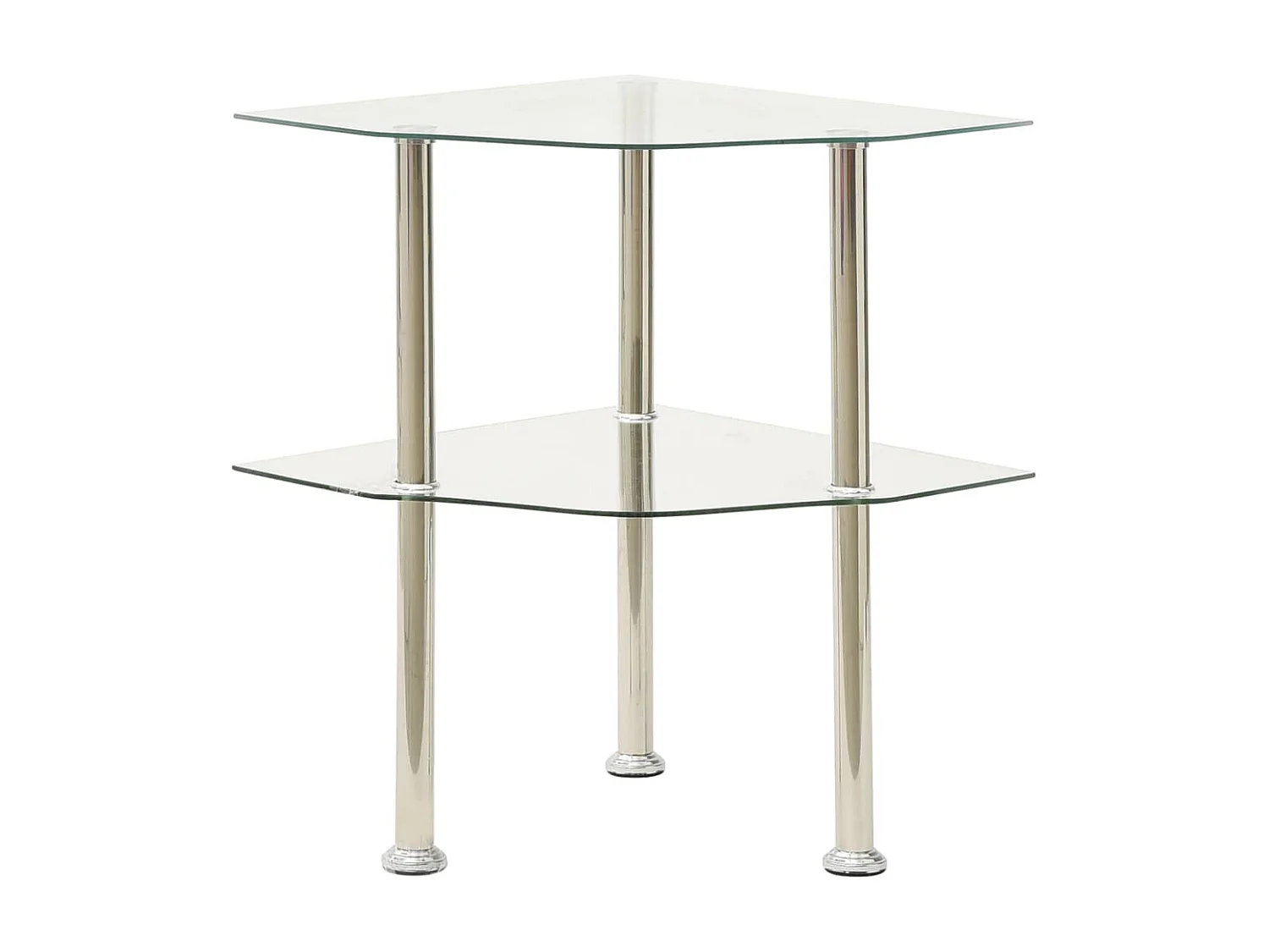 Table d'appoint à 2 niveaux Transparent 38x38x50 Verre trempé 2