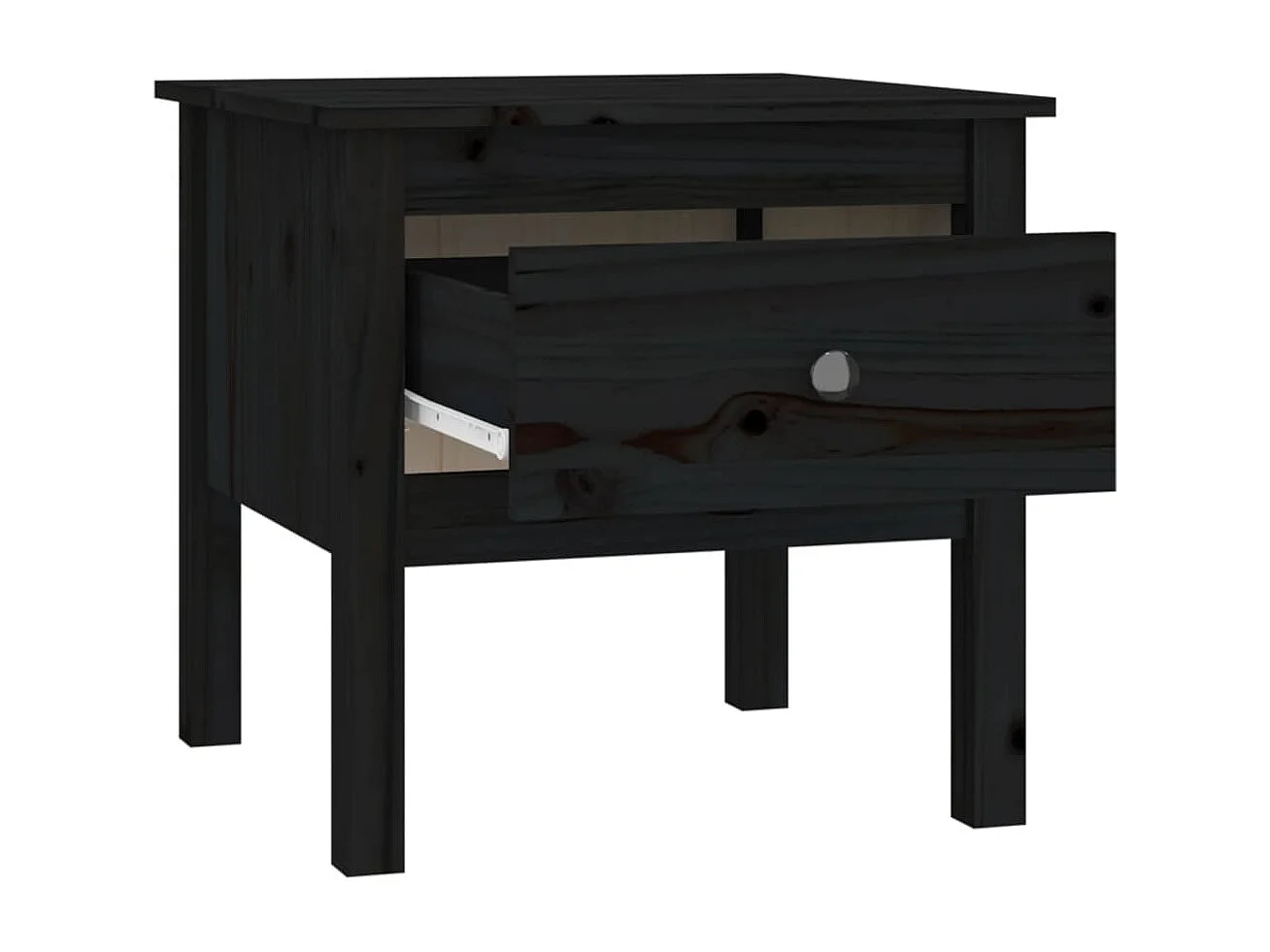 Tables d'appoint 2 pcs Noir 50x50x49 Bois massif de pin