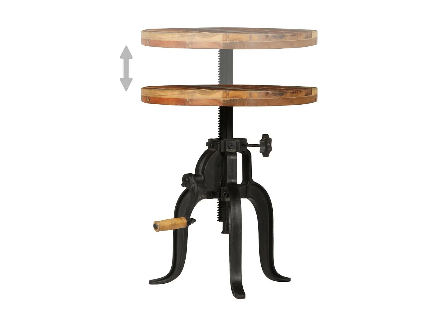 Table d'appoint 45x (45-62) cm Bois de récupération et fonte