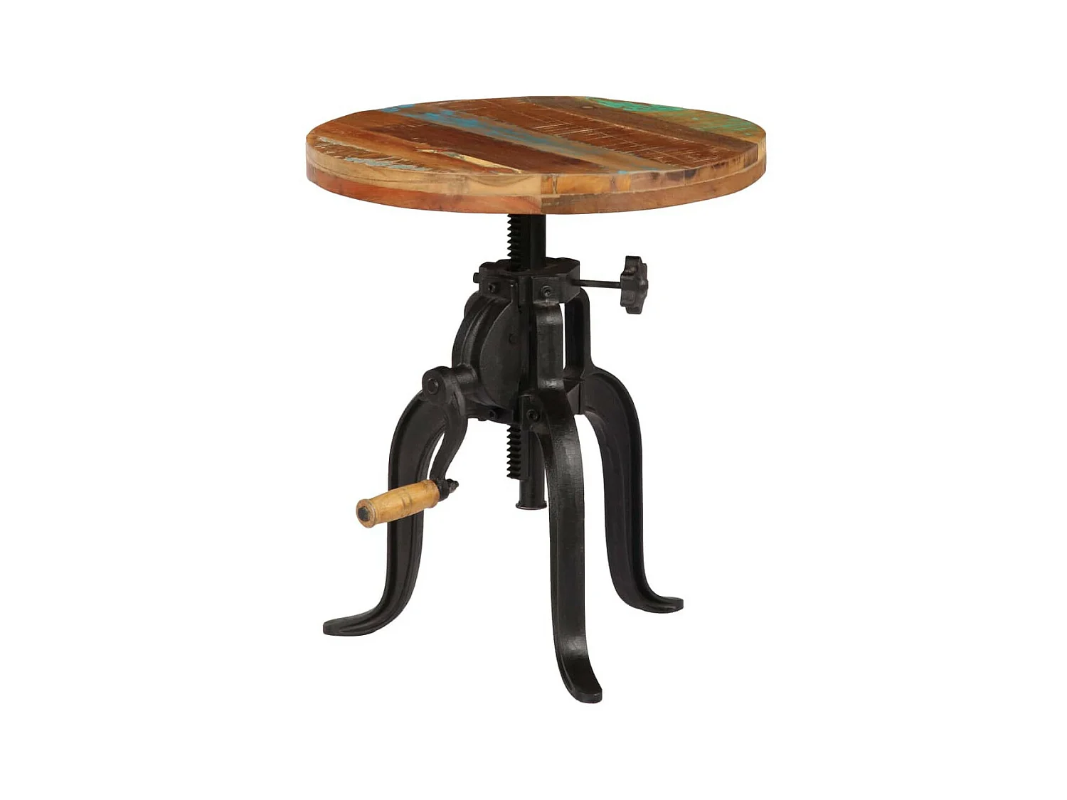 Table d'appoint 45x (45-62) cm Bois de récupération et fonte