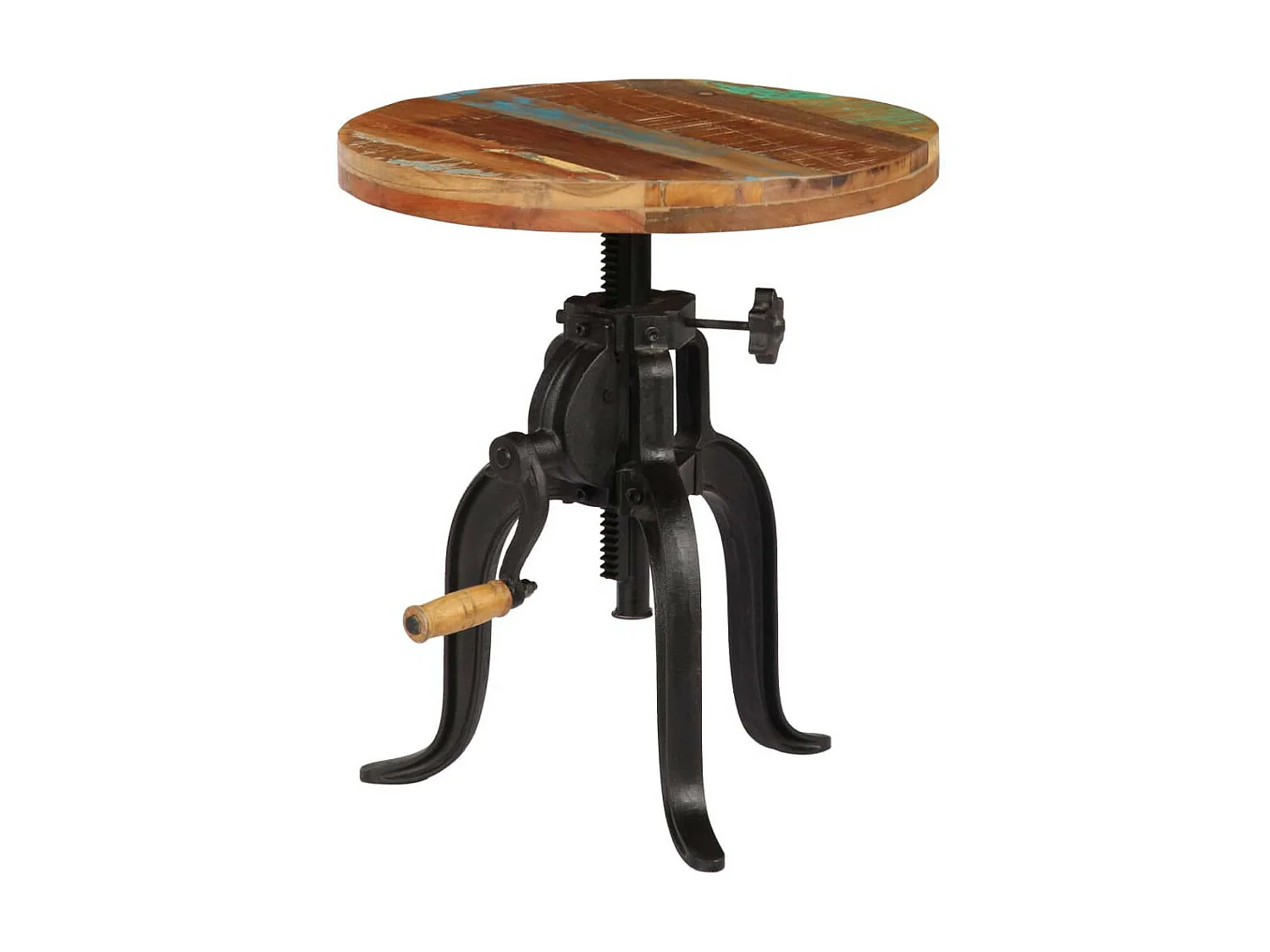 Table d'appoint 45x (45-62) cm Bois de récupération et fonte