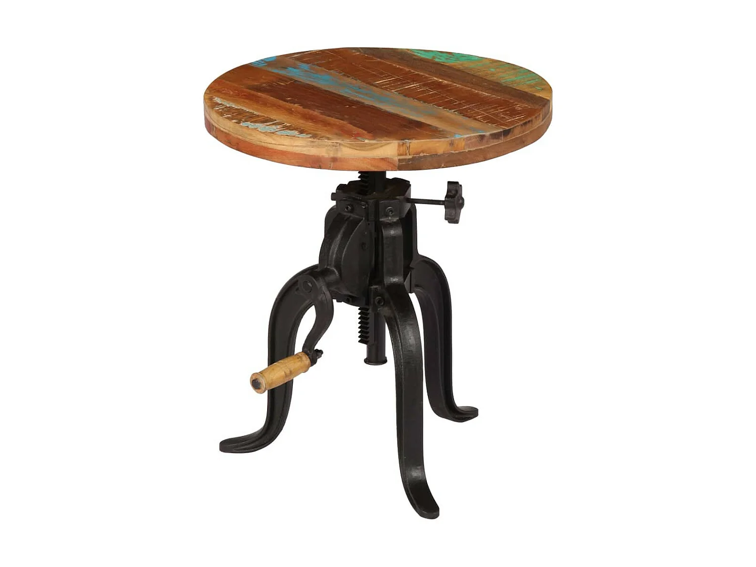 Table d'appoint 45x (45-62) cm Bois de récupération et fonte