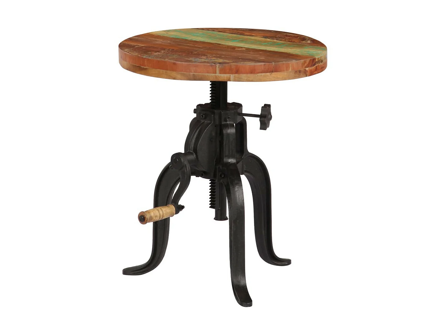 Table d'appoint 45x (45-62) cm Bois de récupération et fonte