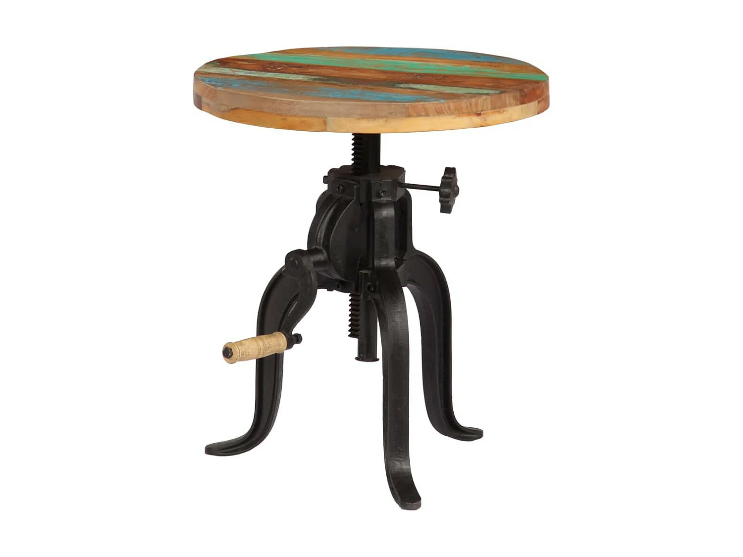 Table d'appoint 45x (45-62) cm Bois de récupération et fonte