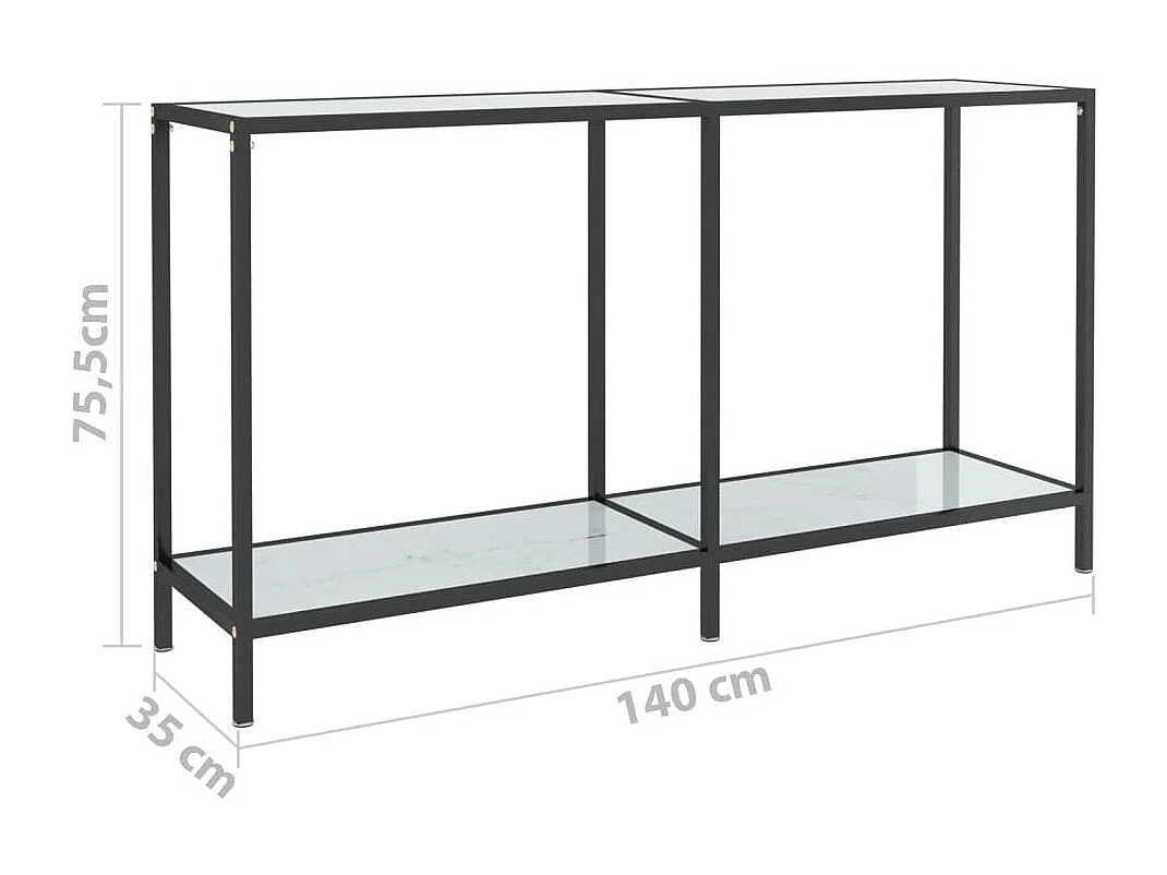 Table console Blanc 140x35x75,5 Verre trempé