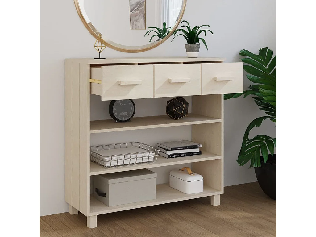 Table console HAMAR Marron miel 90x35x90 Bois massif de pin