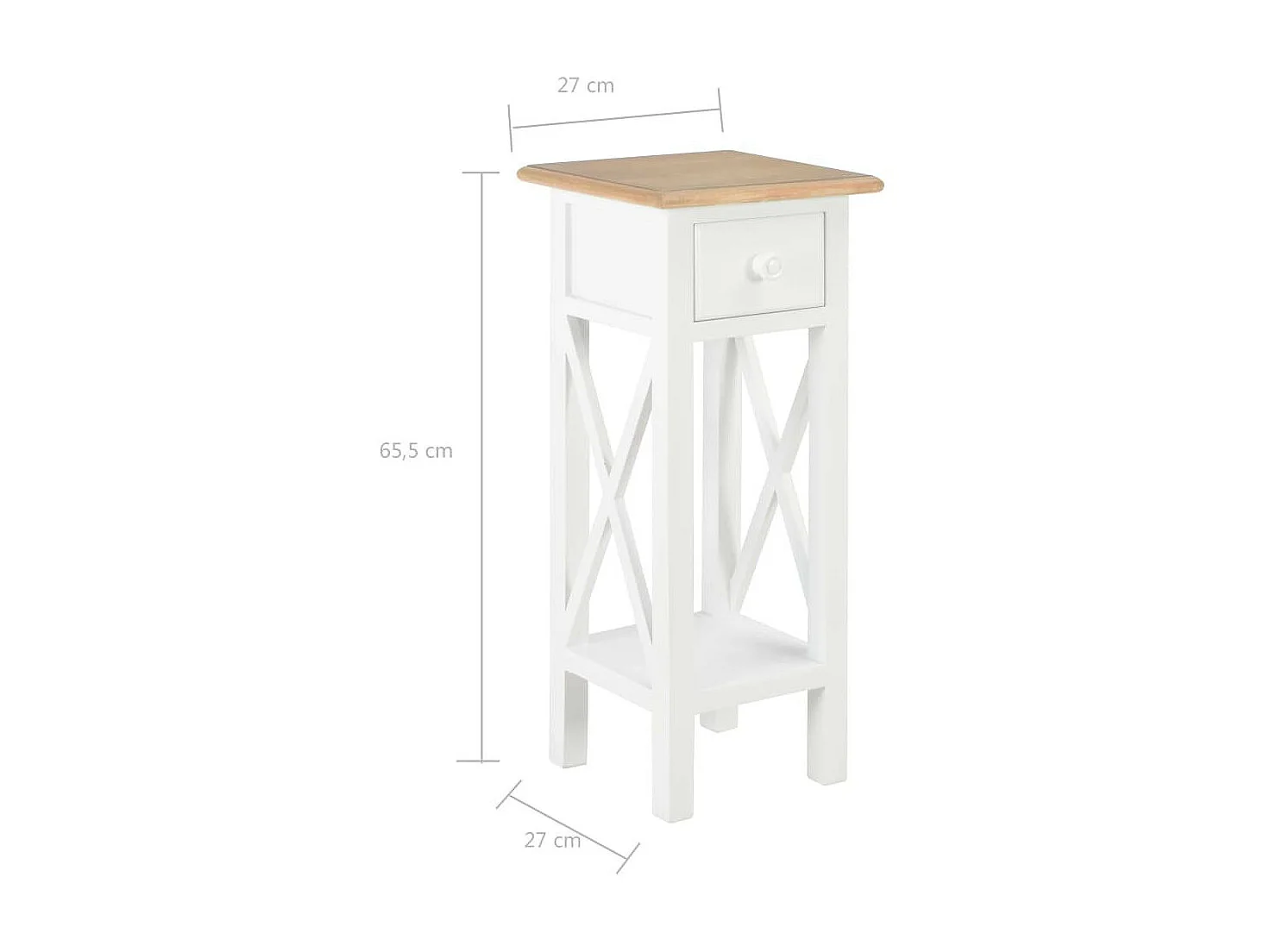 Table d'appoint Blanc 27 x 27x65,5 Bois